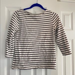 Lands End boatneck navy and white sweater